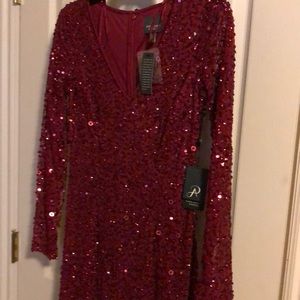 Adrianna Papell Holiday Red Sequined Gown Size 0